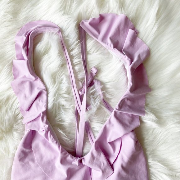 Free Press Dani Ruffle Pink One Piece Swimsuit S - Picture 11 of 13